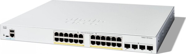 Cisco Cisco Catalyst 1300-24FP-4G - Switch - L3 - managed - 24 x 10/100/1000 (PoE+) + 4 x Gigabit SFP - an Rack montierbar - PoE+ (370 W)