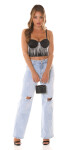 Sexy Koucla Crop Topwith glitter chains white