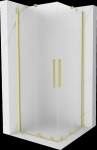 MEXEN/S - Velar Duo sprchovací kút, posuvné dvere 100 x 100, dekor, zlato kartáčovaná 871-100-100-32-55