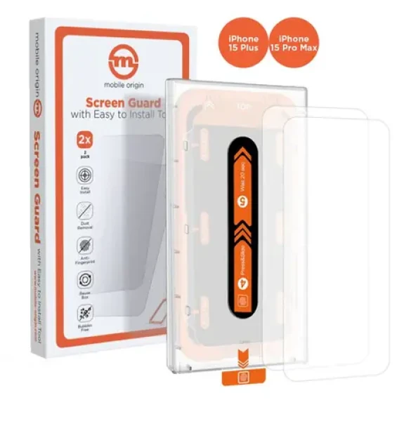 Mobile Origin Orange Screen Guard ochranné sklo pre Apple iPhone 15 Pro Max/15 PLUS s aplikátorom / 2 ks (SGA-i15ProMax-2pk)