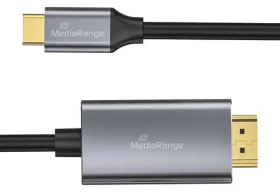 MediaRange USB-C - HDMI čierna, strieborná / Kábel / 4K 30Hz / 1,8 m / USB 3.2 Gen 1 (MRCS217)