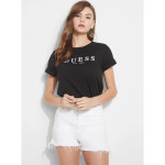 GUESS tričko 1981 Rolled Cuff Logo Tee čierne Čierna