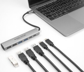 Delock Delock 6 Port USB Hub mit 4 x USB Typ-A Buchse und 2 x USB Type-C Buchse