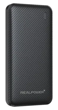 RealPower PB-10000 PLUS čierna / Powerbanka 10000 mAh / 2x USB-A / 1x USB-C / 20W (557605)
