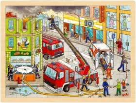 GOKI Drevené puzzle Hasiči