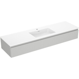 MEXEN/S - Rivel kúpeľňová skrinka 160 cm s umývadlom Otis, 1 šuplík, reliéf, šedá mat/biela mat 91A20-16023-1-BF62-W18M01