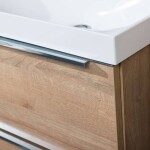 Mereo Mailo, kúpeľňová skrinka s umývadlom z liateho mramoru 61 cm, dub Riviera, chróm madlo CN520M
