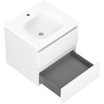 MEXEN/S - Rivel kúpeľňová skrinka 50 cm s umývadlom Vela, 2 zásuvky, reliéf, biela mat 91A20-05047-2-BFF01-W23M01