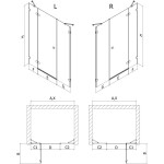 MEXEN/S - Lunar sprchové dvere krídlové ľavé 125, transparent, biela 834S-125-050-20-00-L