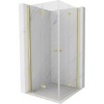 MEXEN/S - Mist-F Duo sprchovací kút skladacie dvere 75 x 75, transparent, zlato kefovaná 8A6-075L-075P-55-00