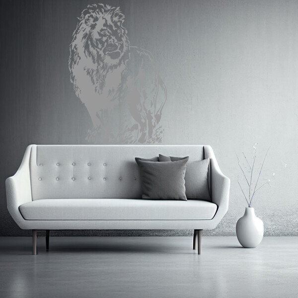 Veselá Stena Samolepka Pózujúci lev Farba: šedá, Veľkosť: 100 x 69 cm