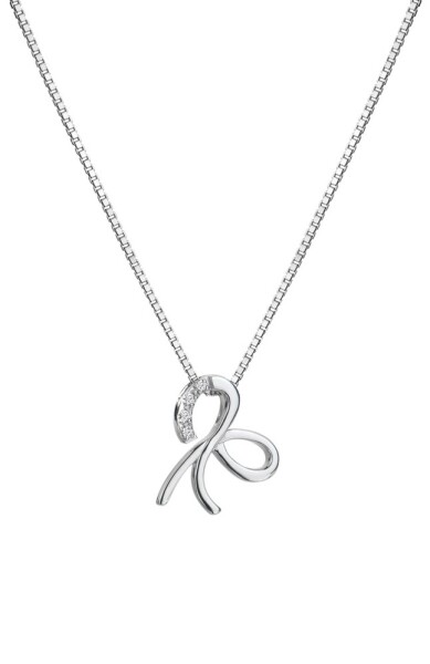 Hot Diamonds Krásny strieborný náhrdelník s diamantmi Mašľa Much Loved DP909 (retiazka, prívesok)