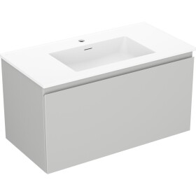 MEXEN/S - Orio kúpeľňová skrinka 90 cm s umývadlom Otis, 1 šuplík, šedá mat/biela mat 91A10-09047-1-BF62-W18M01