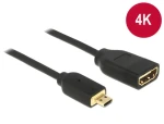 DeLock čierna / Adaptér micro HDMI - HDMI / High Speed s Ethernetom / 4K 60 Hz / 20 cm (65687)