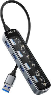 Deltaco DELTACO USB-A-Hub m. 4x USB 5 Gbit/s transparent