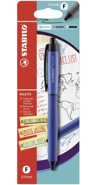 STABILO® PALETTE - Roller so stlačovacím mechanizmom - modrá - hrot F (0,4 mm) - modrý atrament (SB-B-55312-10)