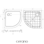 CERANO - Sprchová vanička samonosná štvrťkruhová Arvo - SMC/minerálny kompozit - štruktúrovaná biela - 89,5x89,5x14 - s nožičkami CER-679509