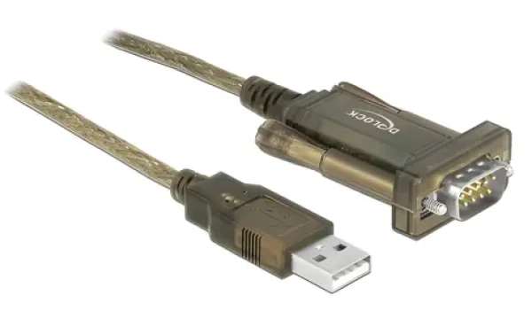DeLock USB 2.0 Typ-A DB9 RS-232 priehľadný / Adaptér / 2 m / LED indikátor / pozlátené kontakty (64073)