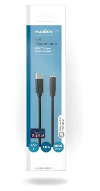 Nedis USB-C audio adaptér čierna / Adaptér / USB-C zástrčka - 3,5 mm jack / 1 m / box (CCGB65960BK10)