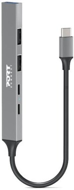 Port Designs Port Designs 900163 huby i koncentratory USB Type-C 5000 Mbit/s strieborný