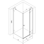 MEXEN/S - Lunar sprchovací kút dvere krídlové pravá 70 x 70, transparent, grafit metal 834-070-070-95-00-P