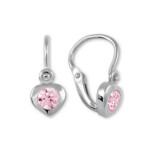 Soliter Zlaté detské náušnice Srdiečka s ružovým kryštálom 236 001 00675 07