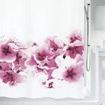 SPIRELLA Sprchový záves AMANDA biely / motív kvetín / 180 x 200 cm / polyester