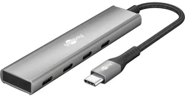 Goobay 76564 sivá / USB hub / 4 porty USB-C / 5 Gbit/s (76564)
