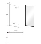 BESCO - Vaňová zástena PRIME 1 - FARBA rámu - Čierna, Rozmer A - 70 cm, Smer zatvárania - Univerzálny Ľavé / Pravé, Výplň - Číre bezpečnostné sklo - 5 mm BCPRIM70BC