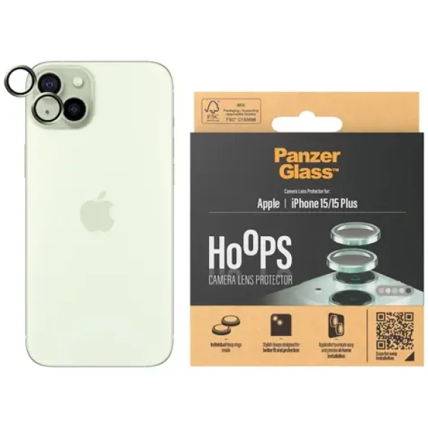 PanzerGlass HoOps Apple iPhone 15/15 PLUS ochranné krúžky pre šošovky fotoaparátu - zelený hliník (1191)