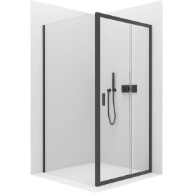 CERANO - Sprchovací kút Varone LINE Ľ/P - 6 mm - čierna matná, transparentné sklo - 120x100x195 - posuvný CER-DY505B-90-198