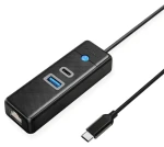 Orico PWCUR-C3 čierna / USB hub / 1x USB-A 3.0 / 1x USB-C 3.0 / 1x RJ45 Gigabit Ethernet / kábel 0,5 m