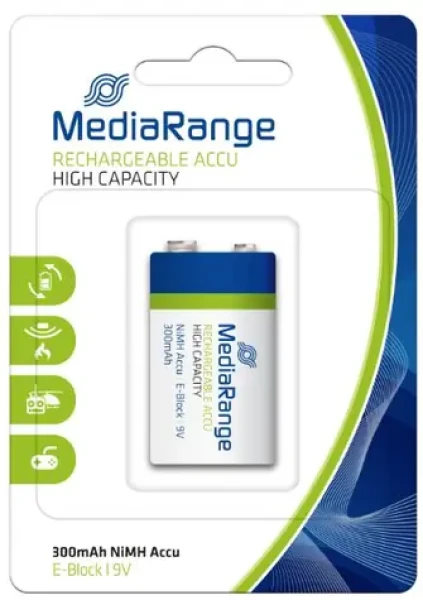 MediaRange High capacity nabíjacia batéria E-Block 6HR61/HR22 / 9V (MRBAT124)