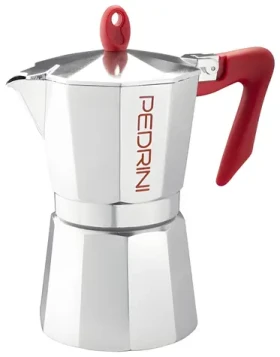 Pedrini Kaffettiera Brillant červená / Moka kanvička / 0,3 l (6 šálok) / Hliníkové telo (100002164144)