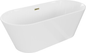MEXEN/S - Flavia voľne stojaca vaňa 170 x 75, biela, sifón a prepad zlatá 54031708000-50