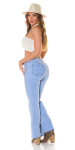 Sexy Highwaist flared Jeans with Slit denimblue