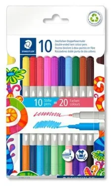 Staedtler Twin Color / Obojstranné fixky / 20 farieb / 10 ks (3280 C10)