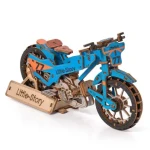 Little Story 3D drevená skladačka Speedway Bike modrý