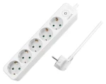 LogiLink predlžovací kábel 5 zásuviek s vypínačom biela / Predlžovací kábel / 1,5 m / 230 V / 16 A / 3600 W (LPS246)