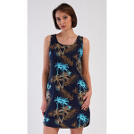 Dámska nočná košeľa Tropicana Dark Blue Pattern - Vienetta S tmavě modrá - vzor