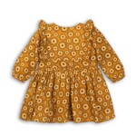 Šaty dievčenské viskózove, Minoti, OWL 6, žlutá - 80/86 | 12-18m