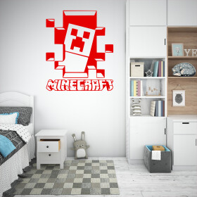 Veselá Stena Samolepka Minecraft hra Farba: červená, Veľkosť: 80 x 95 cm