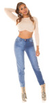 Sexy Highwaist Bi-Color Mom Jeans denimblue