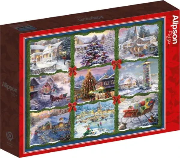 ALIPSON Štvorcové puzzle Vianočný deväťštvorec