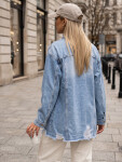 Dámska džínsová bunda oversize s odreninami, svetlo modrá, FashionStreet TY5686 S/M