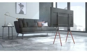 Techly 107241 vlašský orech / Podlahový TV stojan / 49-70" / nosnosť 40 kg / VESA do 600x400 (107241)