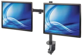 Manhattan Rameno pre 2 monitory so svorkou čiernej / 13-32" / VESA 75x75-100x100 / nosnosť 16kg / rotácia 360° (461528)