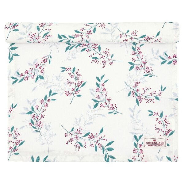 GREEN GATE Bavlnený behúň na stôl Julani White 45 × 140 cm