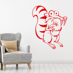 Veselá Stena Samolepka Veverička Scrat Farba: růžová, Veľkosť: 80 x 63 cm