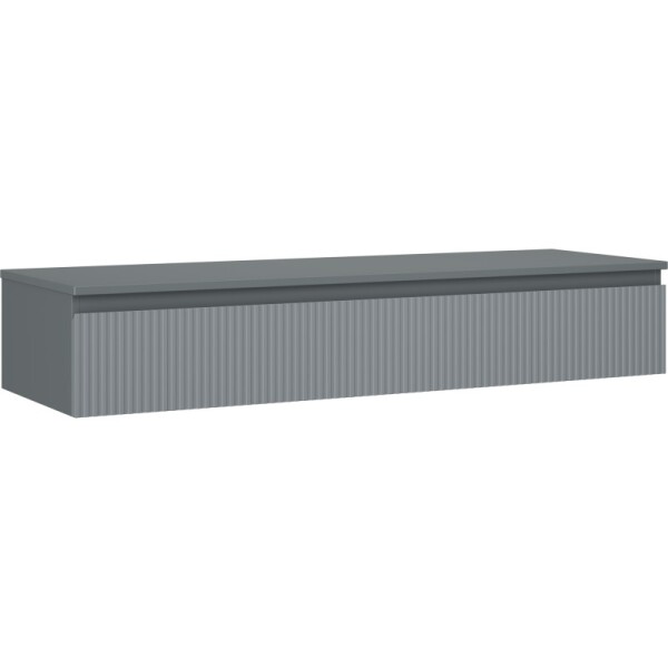 MEXEN/S - Rivel kúpeľňová skrinka pod umývadlo 140 cm s doskou, 1 šuplík, reliéf, grafit mat 91A20-14023-1-BFC66